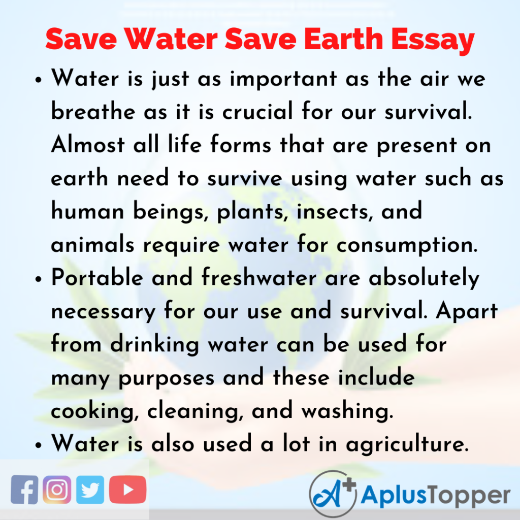 essay writing of save water