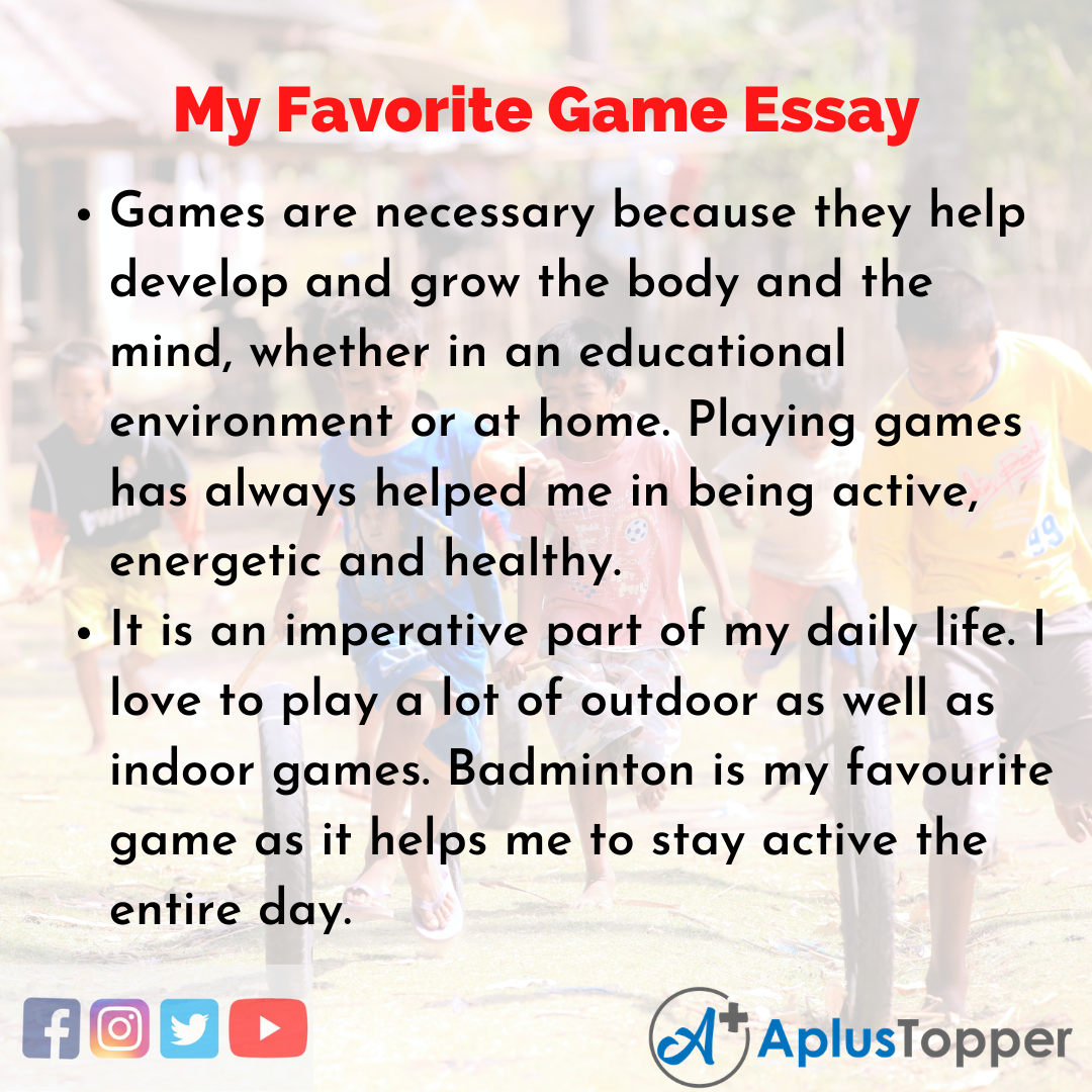 my favourite game essay for class 6