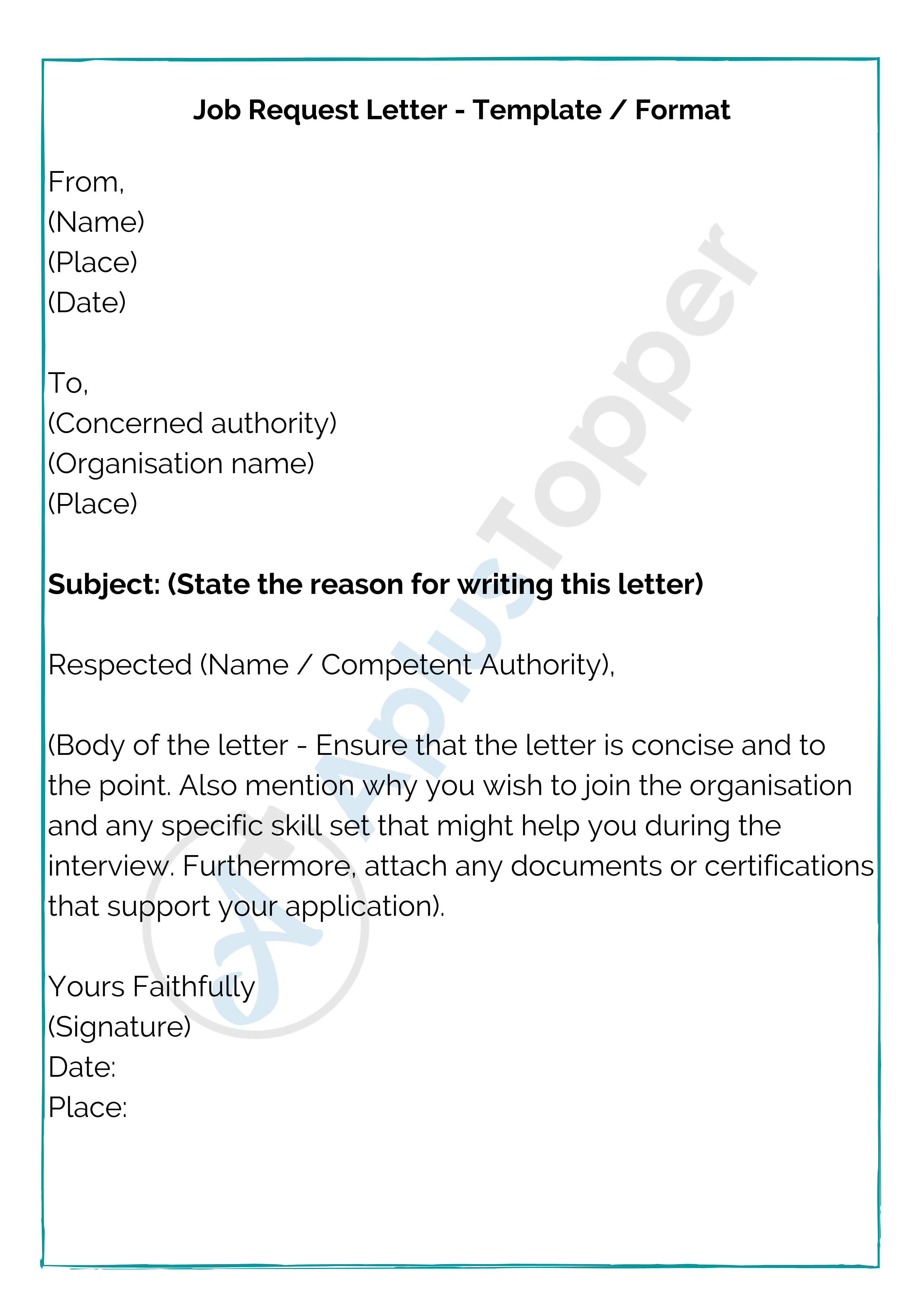 Job Request Letter How To Write Job Request Letter? Format, Sample