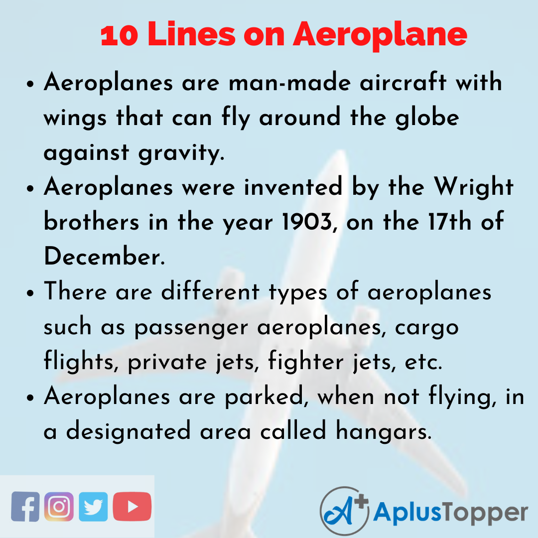 10 Lines on Aeroplane for Kids