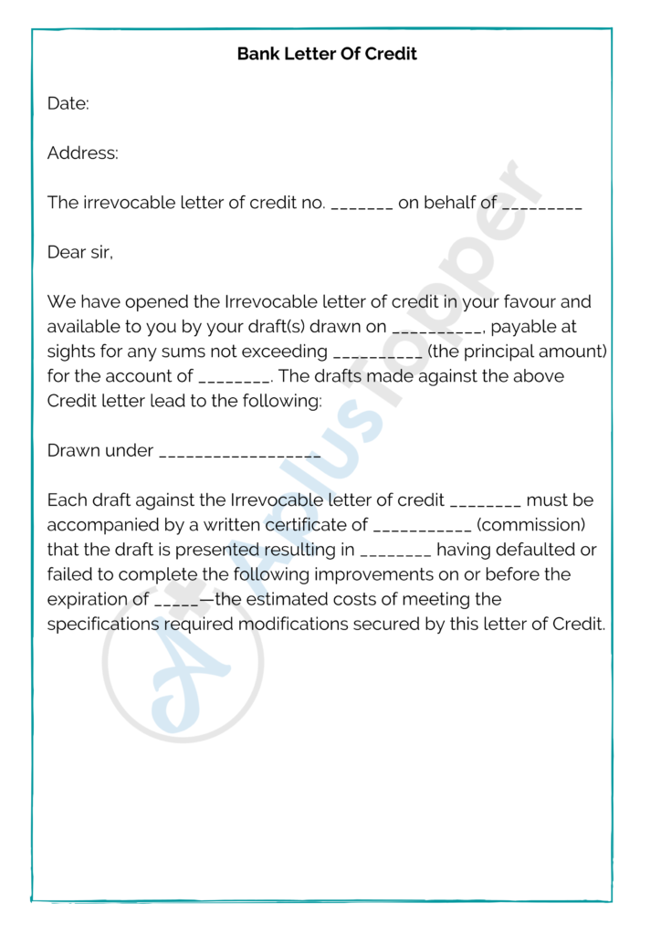 10+ Sample Letter of Credit  Format, Template and Examples of Letter