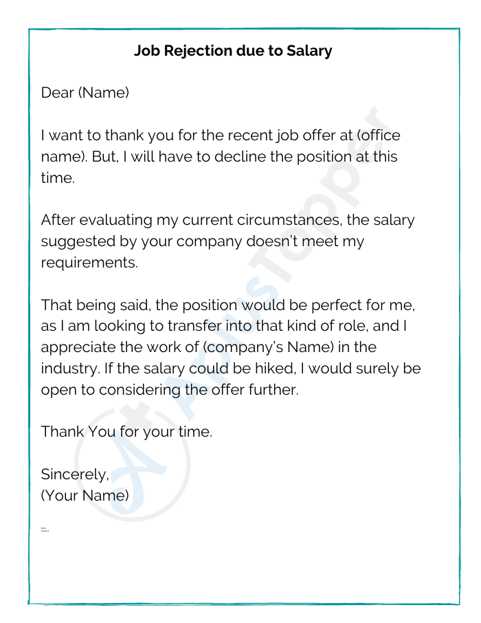 Job Rejection due to Salary