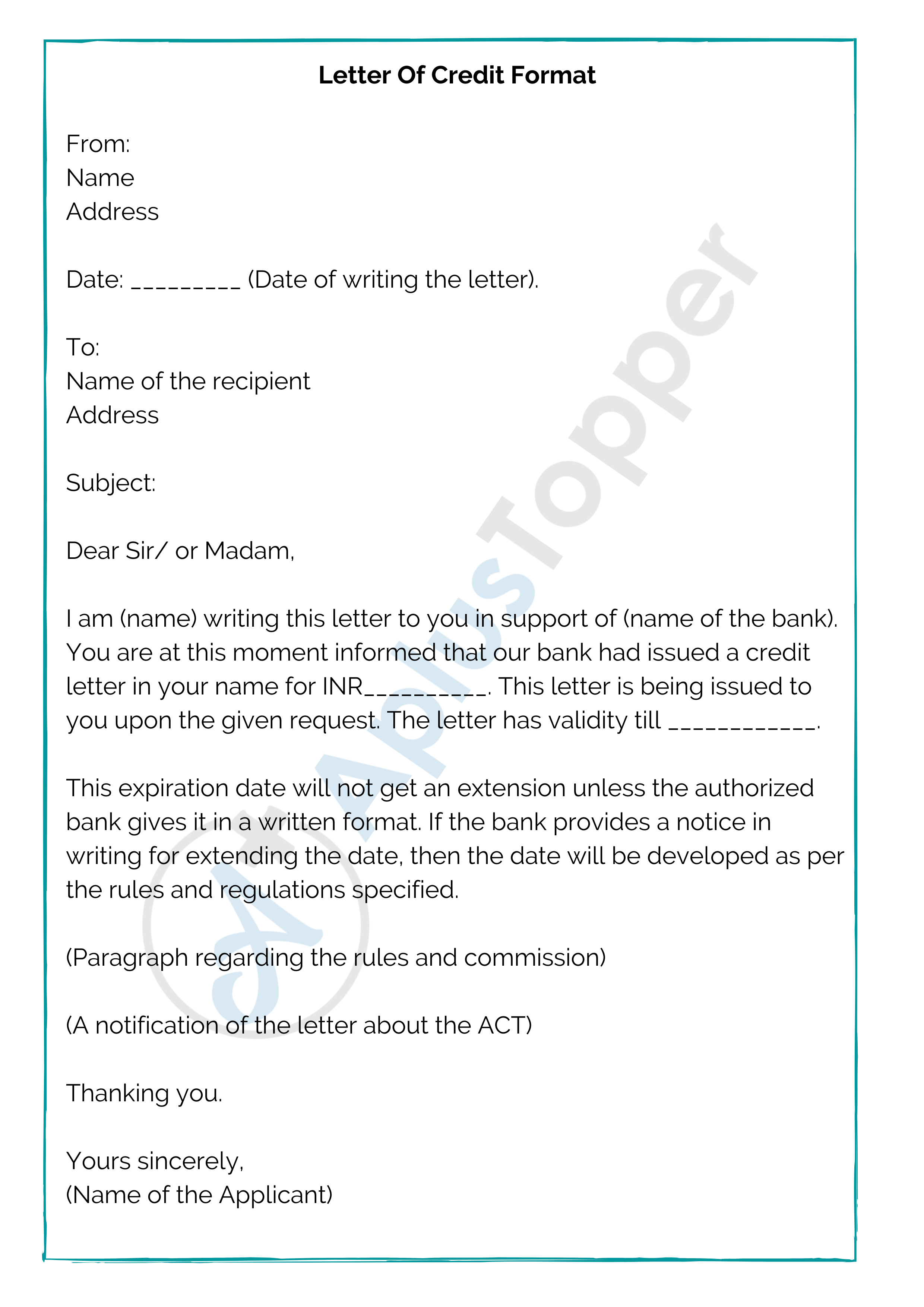 application letter for issuing new credit card