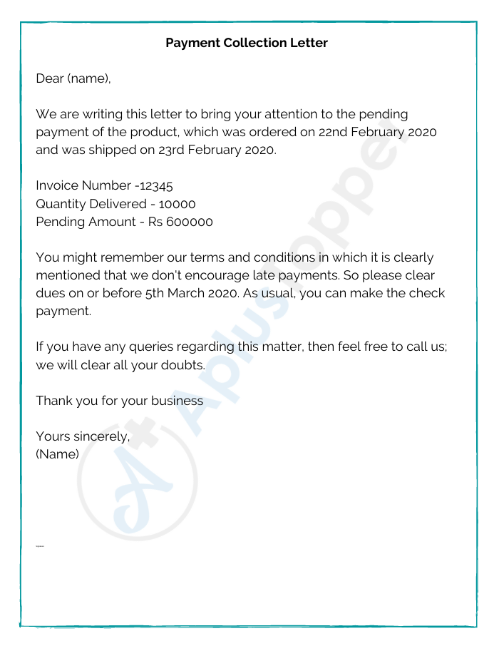 Sample Collection Letter To Customer For Your Needs Letter Template