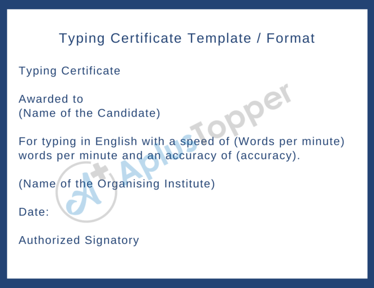 Typing Certificate Contents Format Sample and How To Write Typing