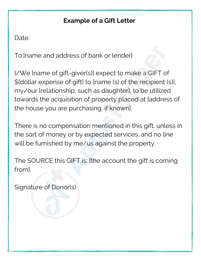 Example of a Gift Letter