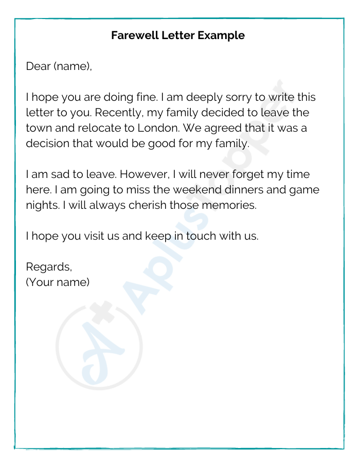 12 Sample Farewell Letters | Format, Examples and How To Write? - A ...