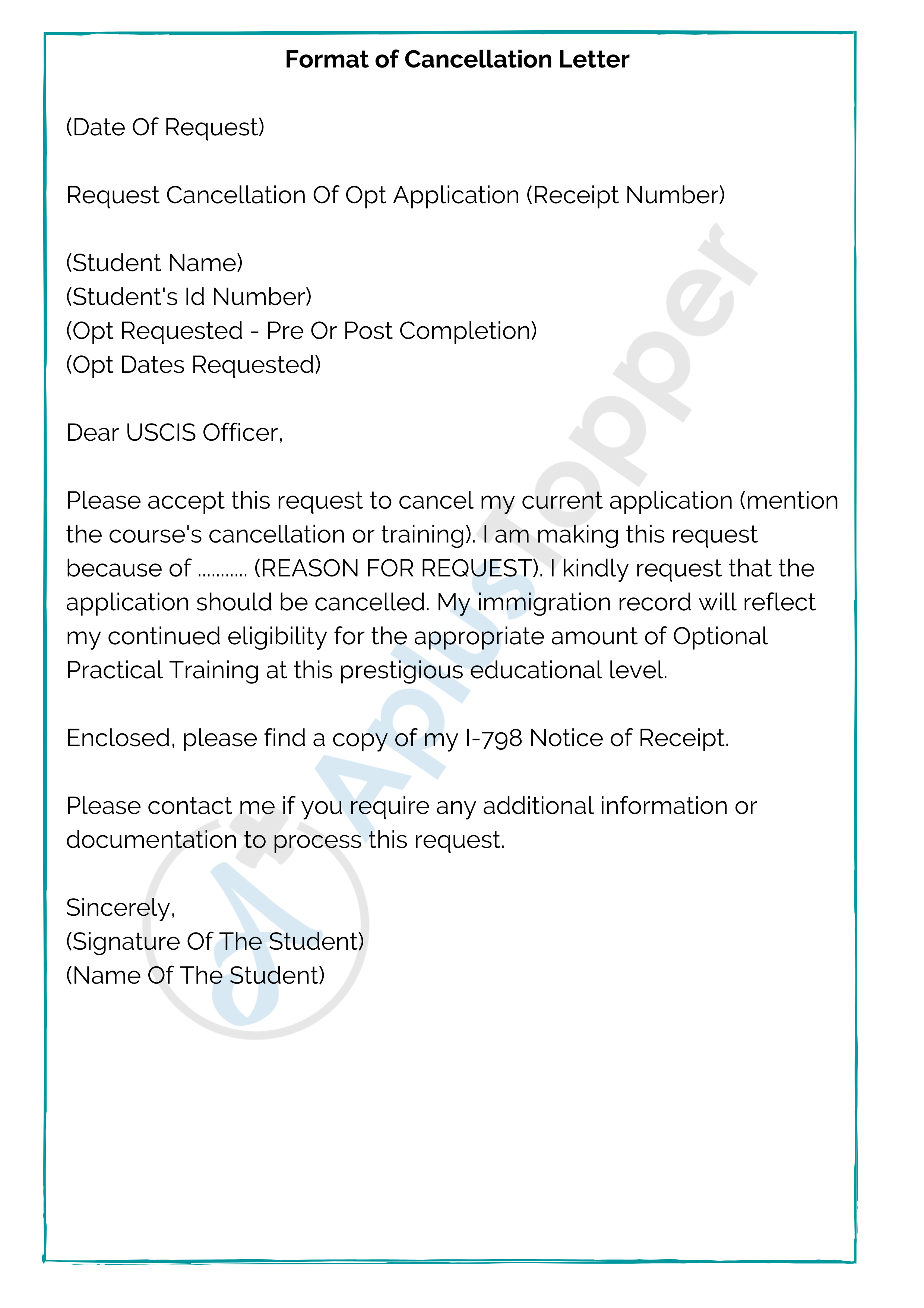 application letter for cancel my admission in college