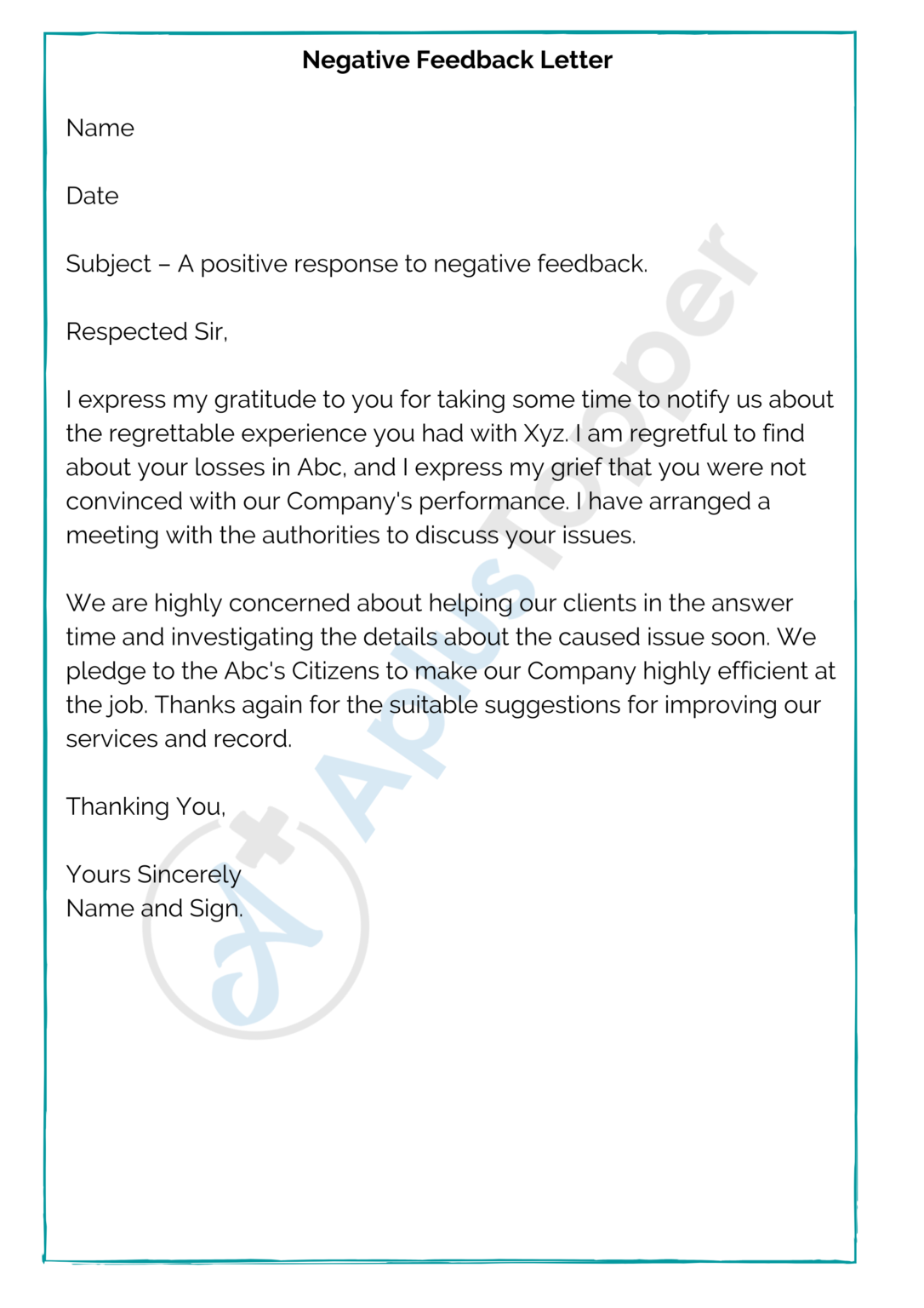13 Sample Feedback Letters Format Examples and How To Write Feedback