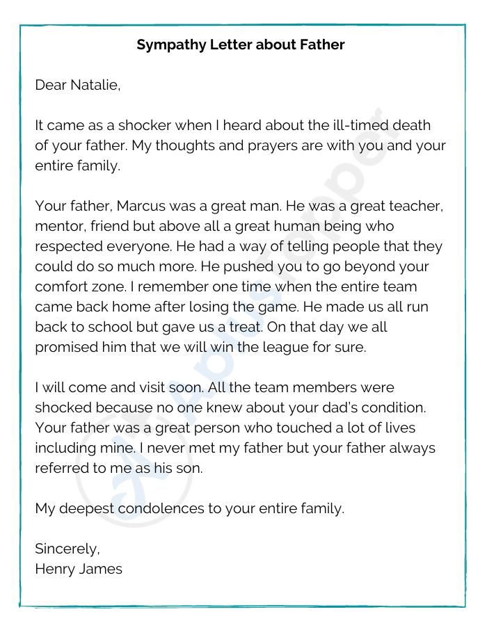 Sympathy Letter about Father