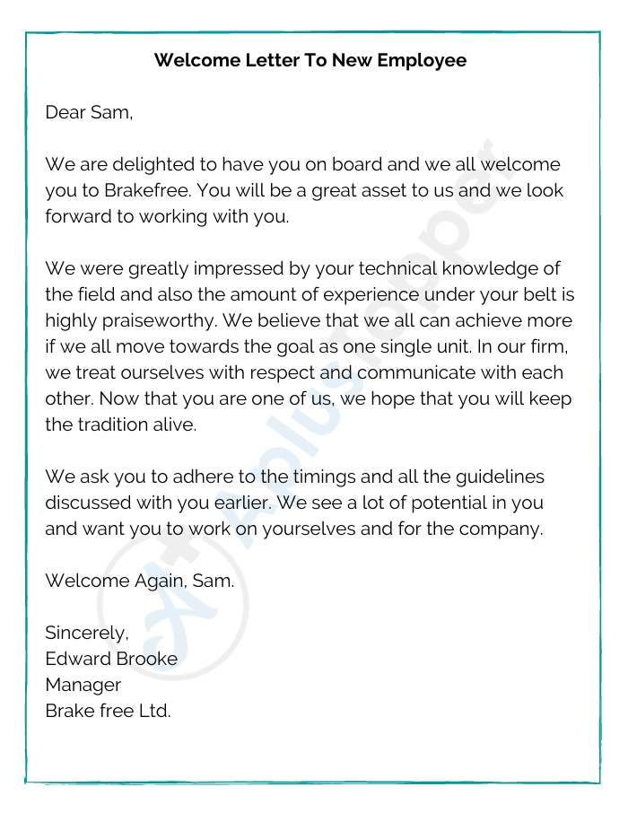 Employee Welcome Letter