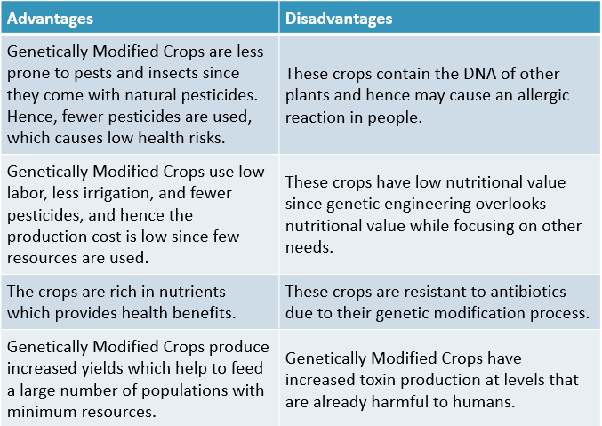 modified genetically disadvantages gm pros