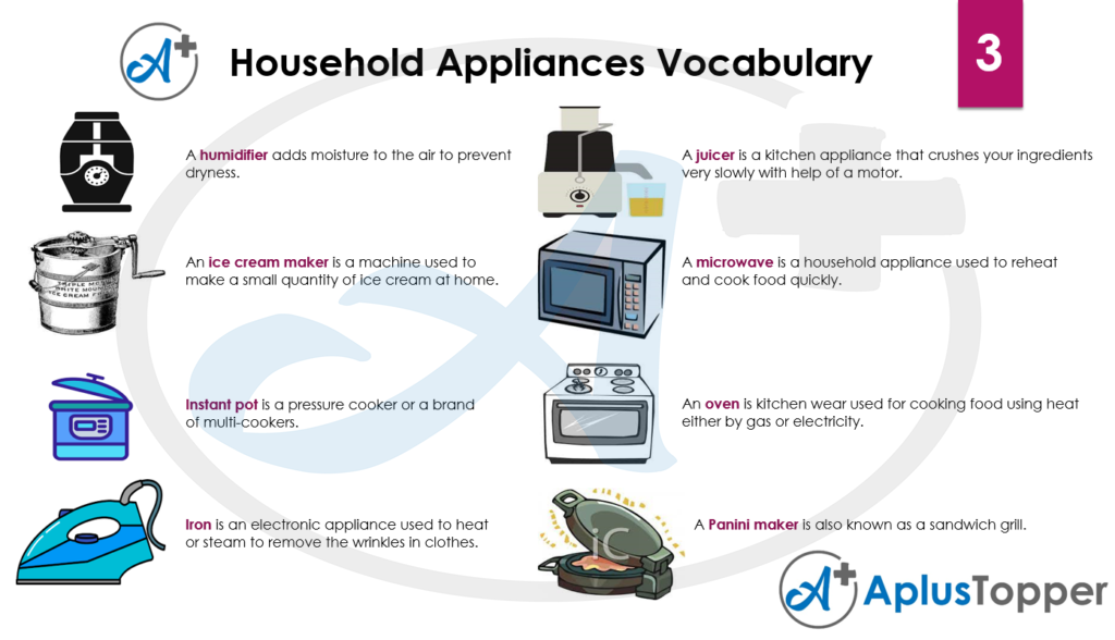 Home Appliances List With Definitions