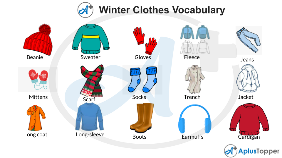 Winter Clothes Accessories Vocabulary English  List of Winter Clothes  Vocabulary With Description and Pictures - A Plus Topper