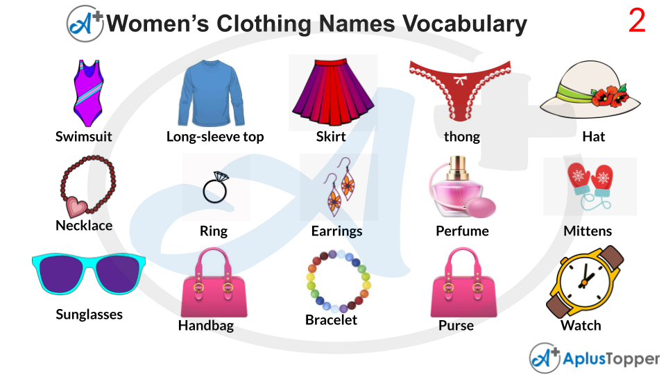Names of Women's Clothing in English with Pictures  English clothes, Ladies  dress names, Vocabulary clothes