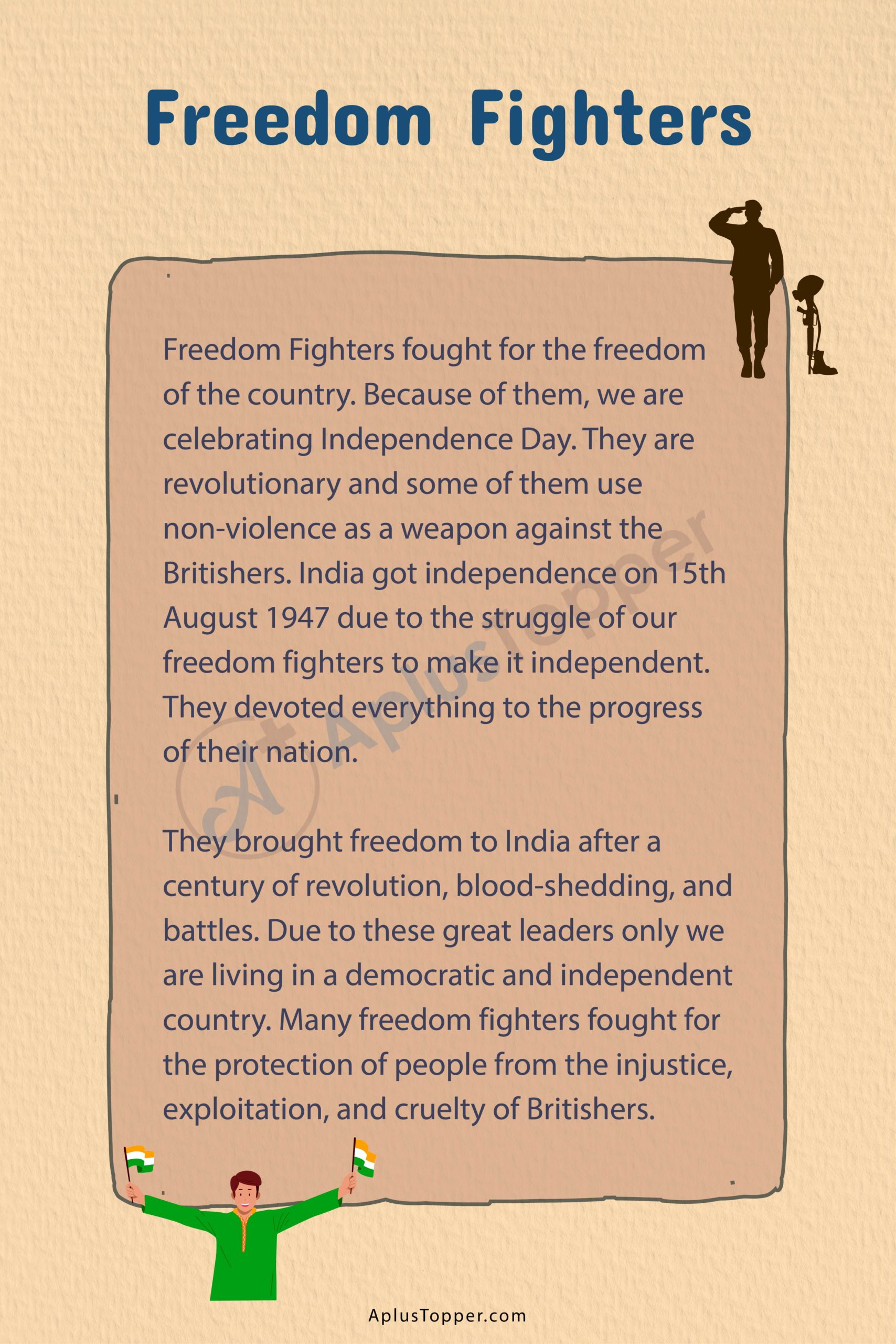 essay writing on freedom fighters in english