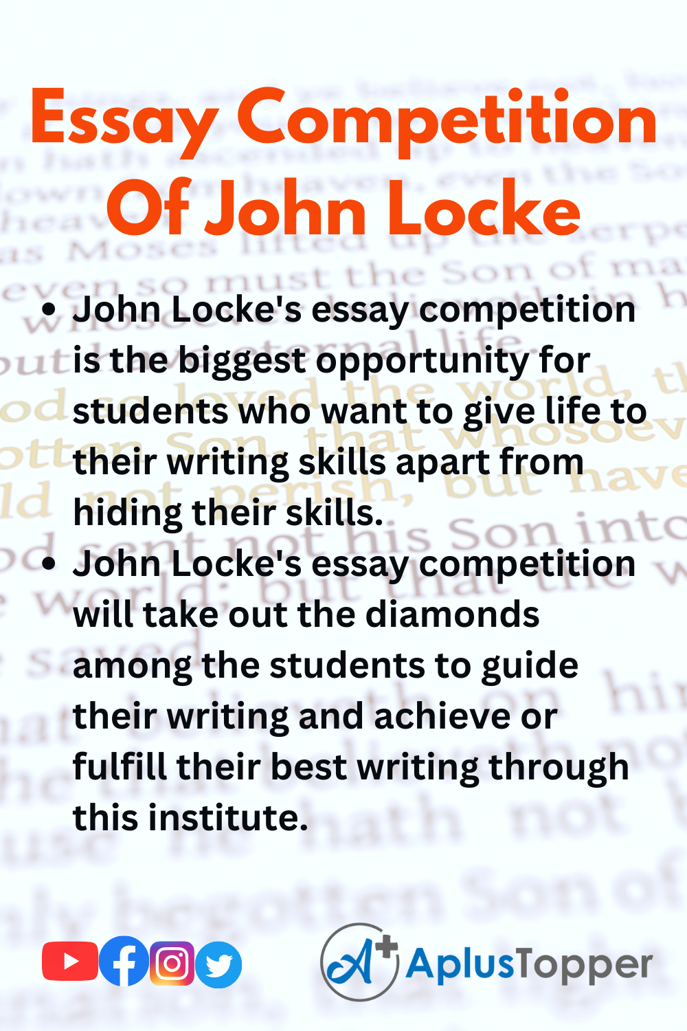 john locke essay competition application