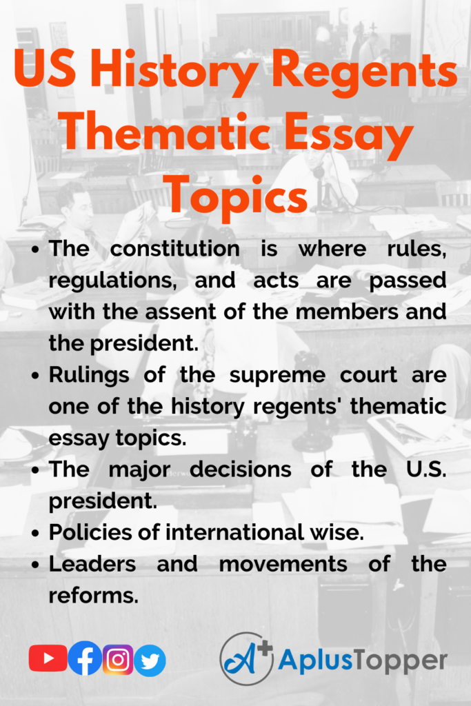 US History Regents Thematic Essay Topics Essay On US History Regents