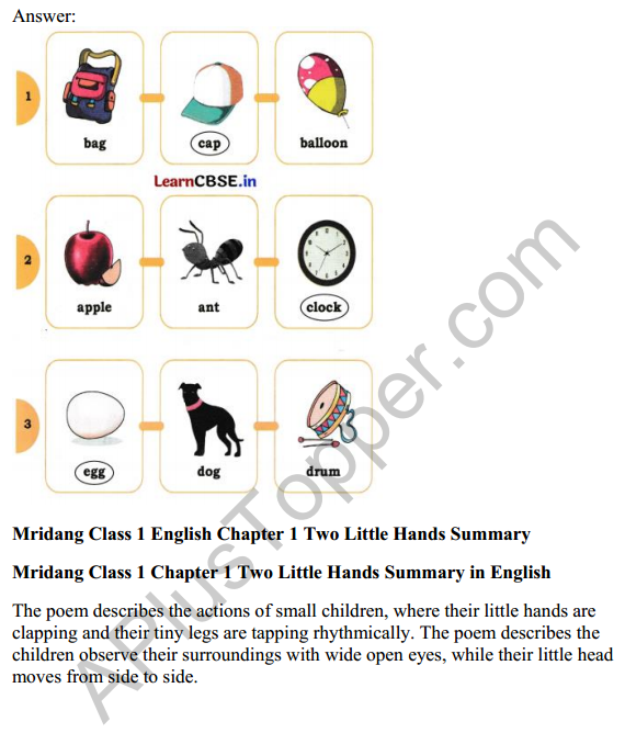 Mridang Class 1 English Solutions Chapter 1 Two Little Hands 9