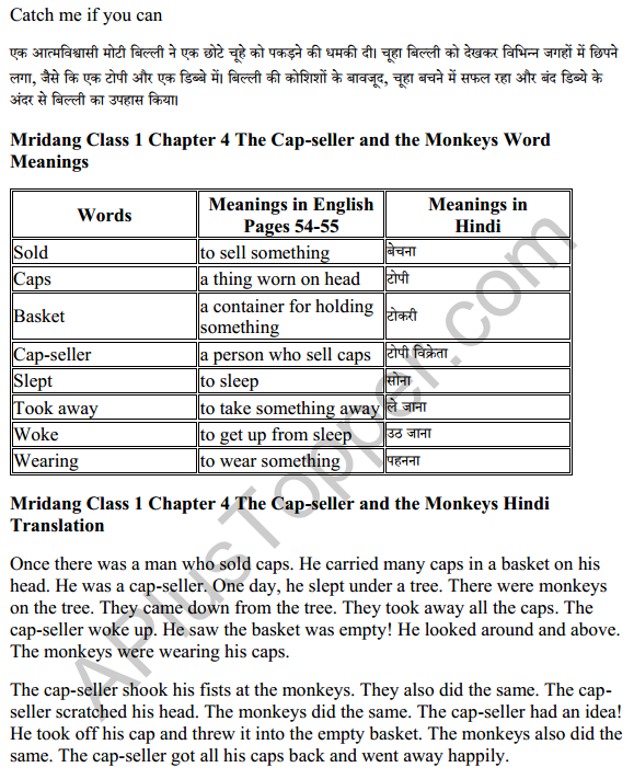 Mridang Class 1 English Solutions Chapter 4 The Cap-seller and the Monkeys 15