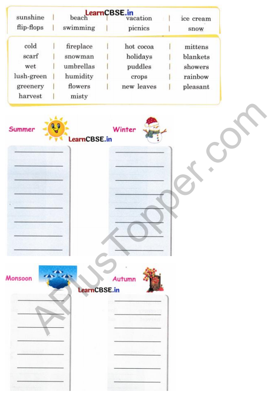 Mridang Class 1 English Worksheet Chapter 8 The Four Seasons 9